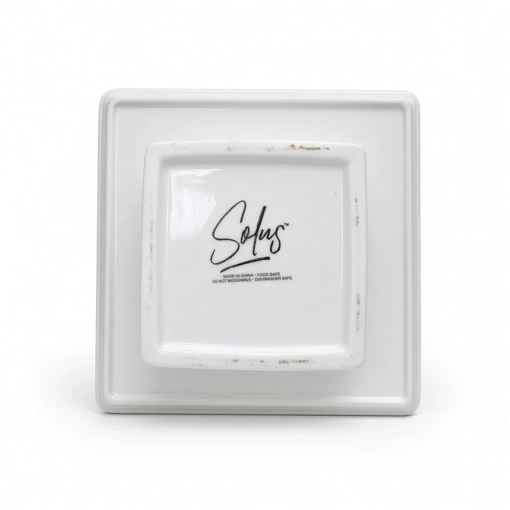 Solus White Ceramic Square Cake Stand Pedestal 8 Inch Modern Dessert Server
